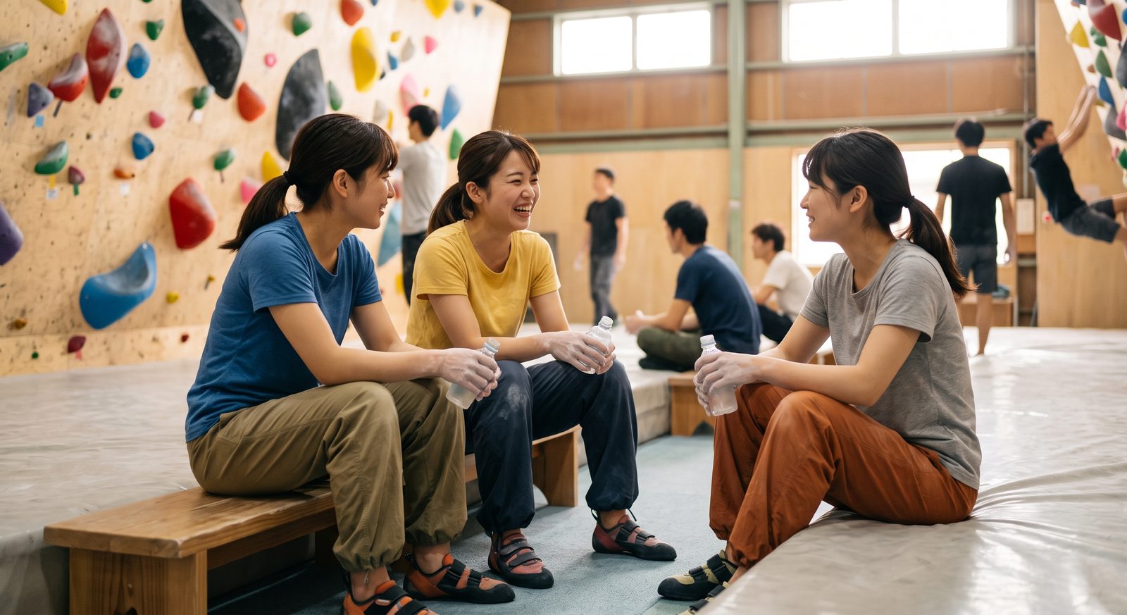 女性だけの枠でリラックスして休憩する参加者たち